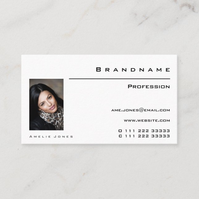 Classic White Custom Photo or Logo Professional Business Card (Front)