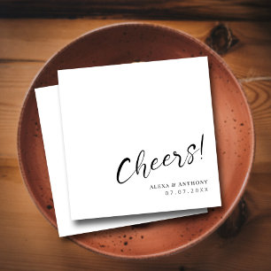 Classic White Elegant Swash Script Cheers Wedding Napkin