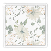 Classic White Floral Botanical White Background