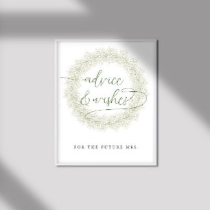 Classic White Flower Bridal Shower Advice & Wishes Poster