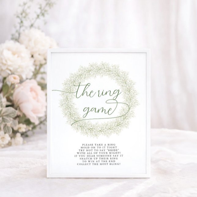 Classic White Flower Bridal Shower The Ring Game Poster (Creator Uploaded)