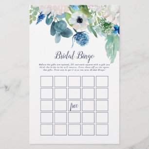 Classic White Flowers Bridal Bingo Game Flyer