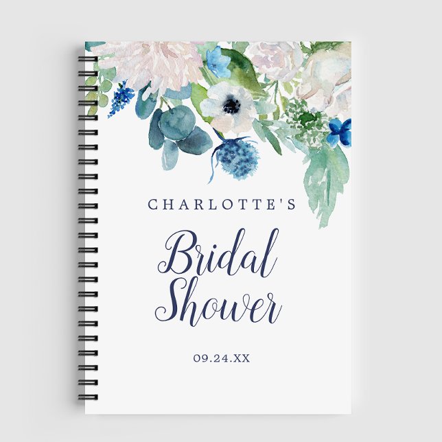 Classic White Flowers Bridal Shower Gift List Notebook (Creator Uploaded)