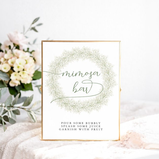 Classic White Flowers Bridal Shower Mimosa Bar Poster (Creator Uploaded)