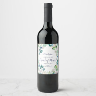 Classic White Flowers Maid of Honour Proposal Wine Label