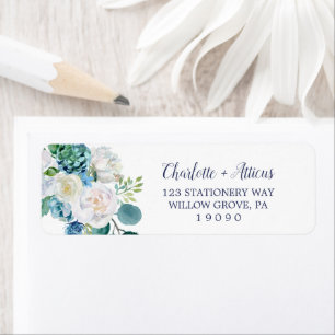 Classic White Flowers Return Address Label