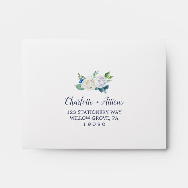 Classic White Flowers Self-Addressed RSVP Envelope (Front)