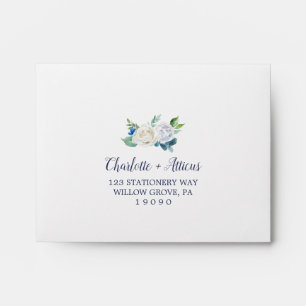 Classic White Flowers Self-Addressed RSVP Envelope