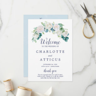 Classic White Flowers Wedding Program Programme