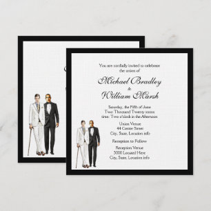 Classic White Gay Wedding Invitation
