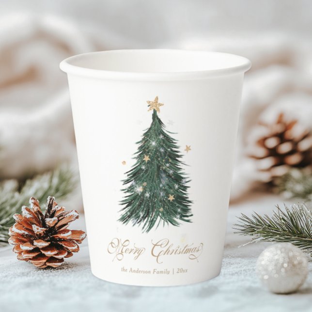Classic White Gold Christmas Paper Cups (Creator Uploaded)