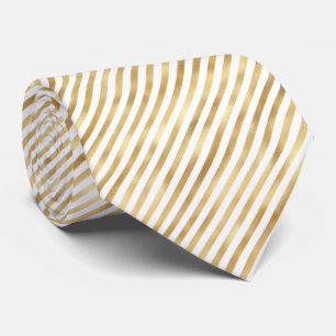 Classic White Gold Diagonal Stripe Illustration Tie