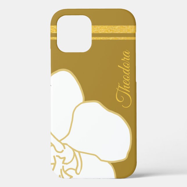 Classic White Gold Flower Elegant Golden Backgaund Case-Mate iPhone Case (Back)