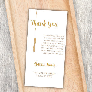 Classic White Gold Tassel Graduation Thank You Card