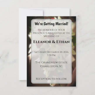 Classic White Lily and Red Rose Photo Wedding Invi Invitation