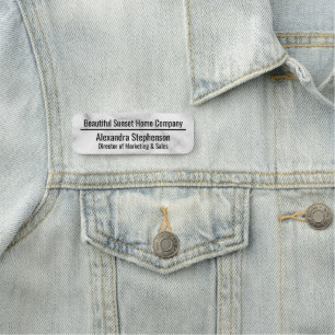 Classic White Marble Custom Personalised Business Name Tag