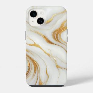 Classic White Marble iPhone 14 Case with Gold Vein
