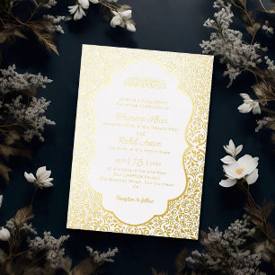 Classic White Marble Jewel Gold Muslim Wedding