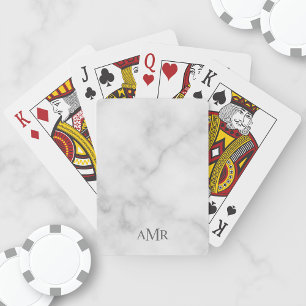 Classic White Marble Personalised Monogram Playing Cards