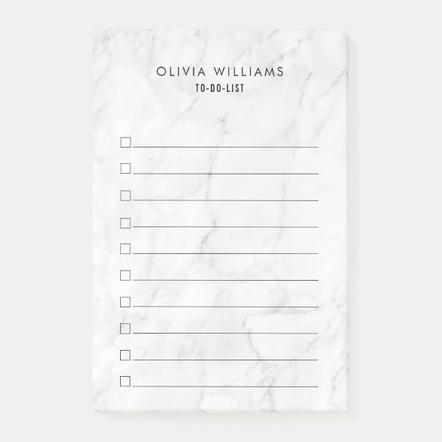 Classic White Marble To-Do List Post-it Notes (Front)