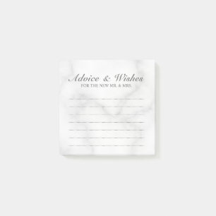 Classic White Marble Wedding Advice and Wishes Post-it Notes