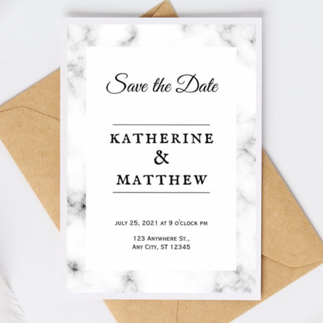 Classic White Marble Wedding Invitation (Creator Uploaded)