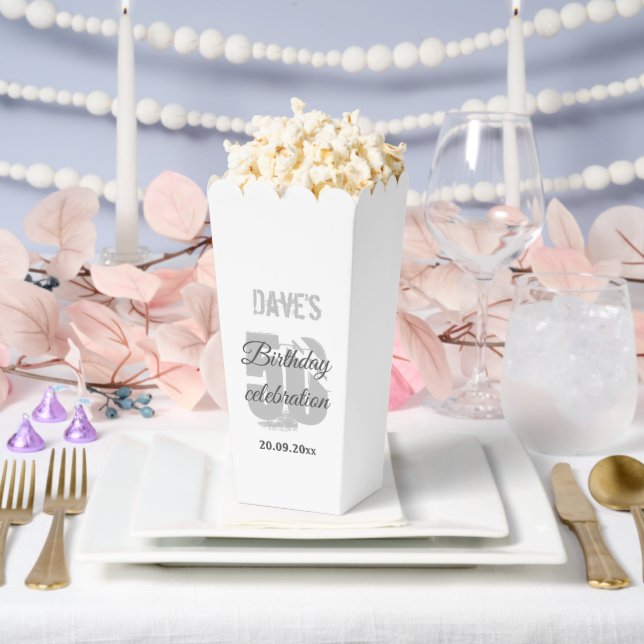 Classic White Modern Any Age 50th Birthday Party  Favour Box (Wedding)