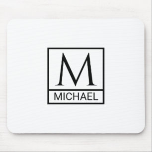 Classic White Mouse Pad with Initial & Name