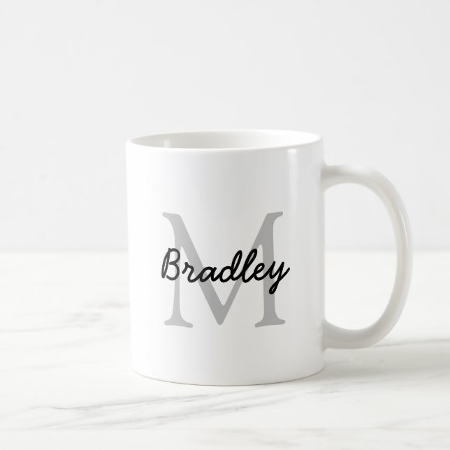 Classic White Mug with Slate Grey Monogram (Right)