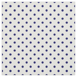 Classic White Navy Blue Spot Polka Dot Pattern Fabric