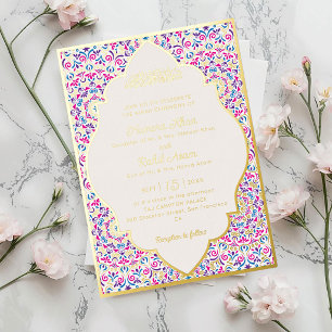 Classic White Pearl Jewel Gold Muslim Wedding