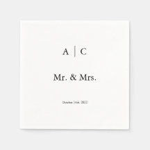 Classic White Personalised Wedding Cocktail Napkin