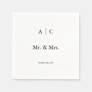 Classic White Personalised Wedding Cocktail Napkin