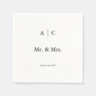 Classic White Personalised Wedding Cocktail Napkin