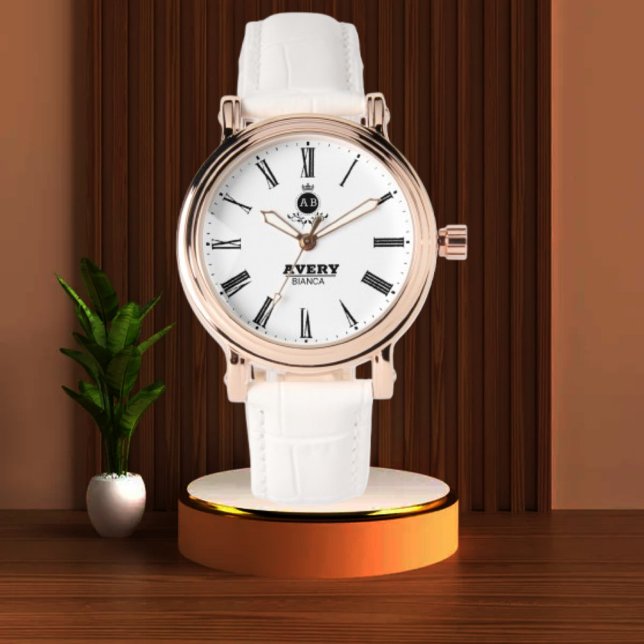 Classic White Personalized Roman Numerals Custom  Watch (Creator Uploaded)