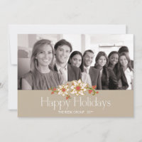 Classic White Poinsettia Corporate Holiday Card
