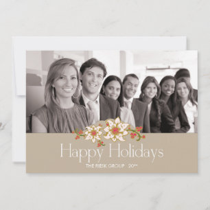 Classic White Poinsettia Corporate Holiday Card