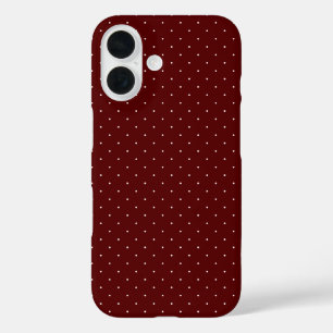 Classic White Polka Dot Maroon Protective iPhone 16 Case