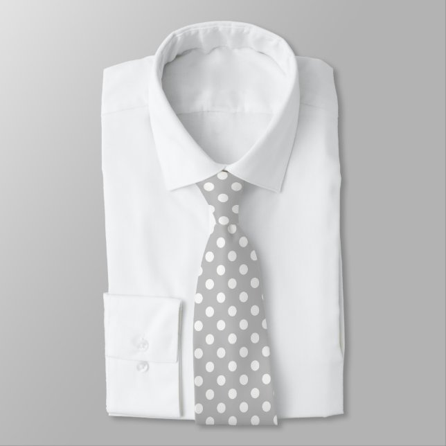 Classic white polka dot neck tie (Tied)