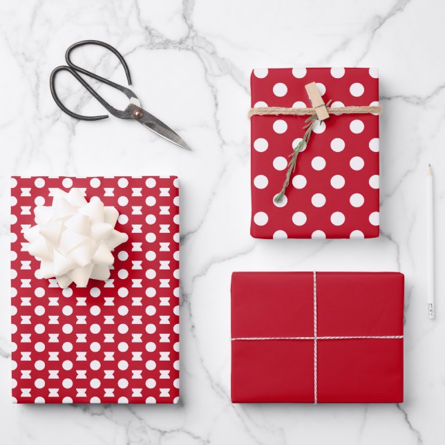 Classic white polka dot  wrapping paper sheet (Front)