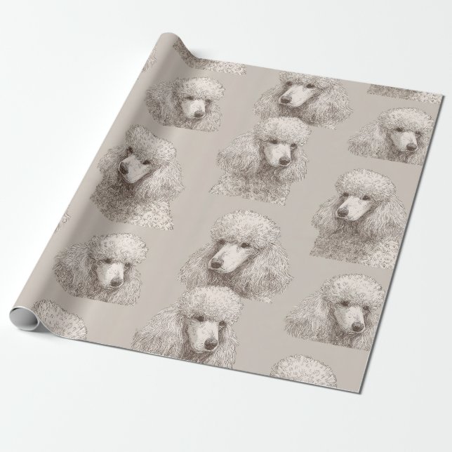Classic White Poodle Portrait Wrapping Paper (Unrolled)