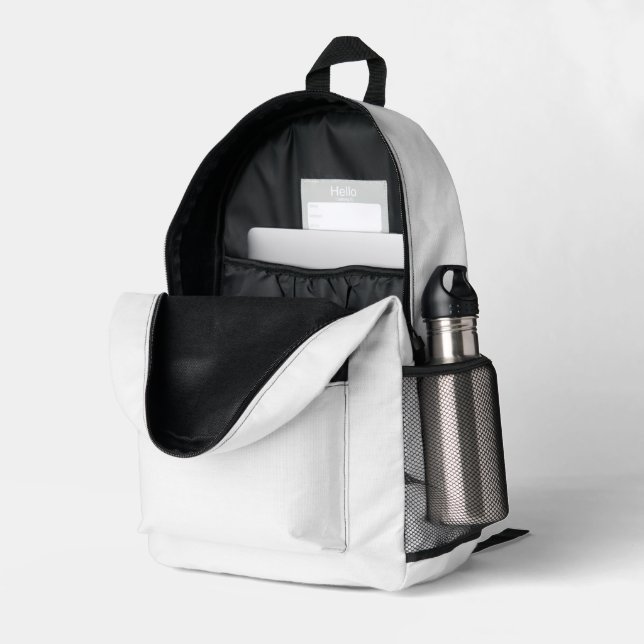 Classic White Print Backpack with Cut Sew Design (Back Corner Right (Open))