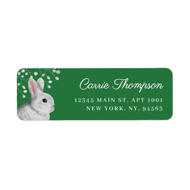Classic White Rabbit & Florals Green Address (Front)