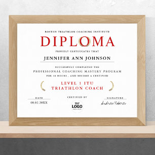 Classic White Red Graduate Diploma Award Digita Poster