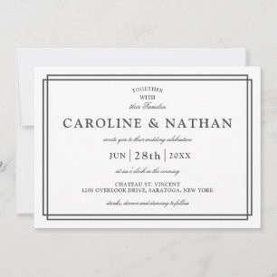 Classic White Simple Elegant Frame Wedding Invitation