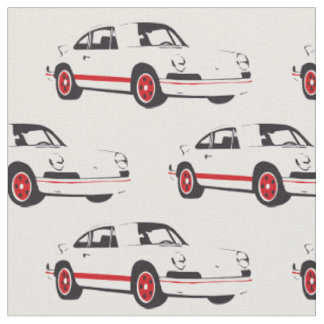 Classic White Sports Car Fabric