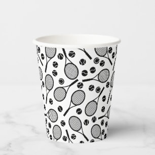 Classic White Tennis Pattern Player Birthday Party Paper Cups