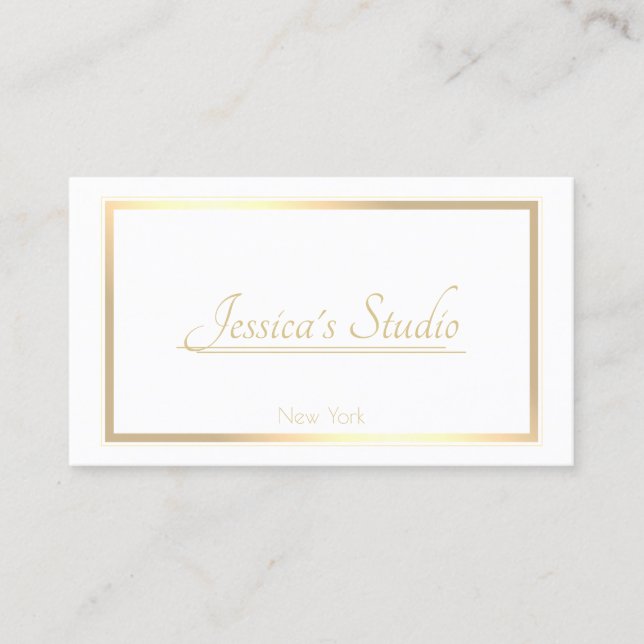 Classic White Trendy Golden Frame Every Business - Business Card (Front)