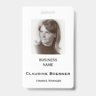 Classic White Verticle Photo ID Name Tag Badge