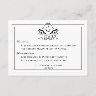 Classic White Wedding Details Enclosure Card